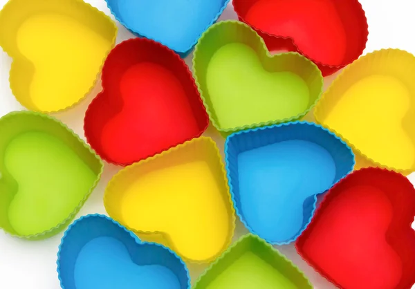 Corações coloridos isolados no fundo branco — Fotografia de Stock