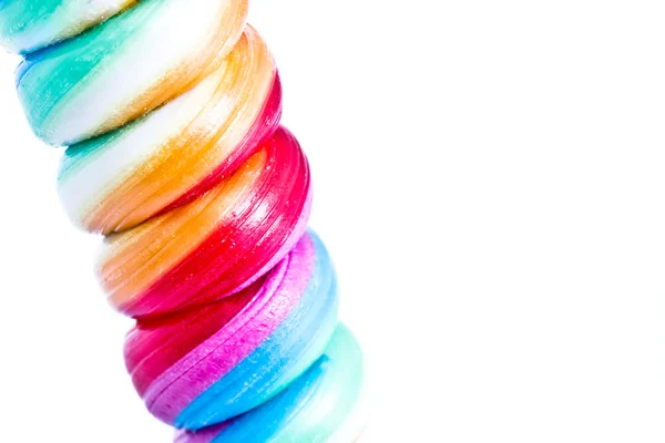 Rainbow Twirl Lollipop Candies, closeup — Stok Foto