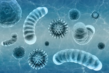 virüs ve bakterilerin hücre mikroskobik görünümü