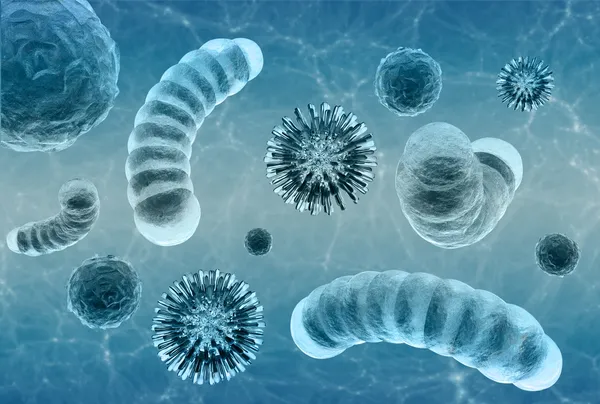 Microscopische weergave van virussen en bacteriën cellen — Stockfoto