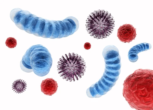 ウイルスおよび細菌の細胞 ストックフォト