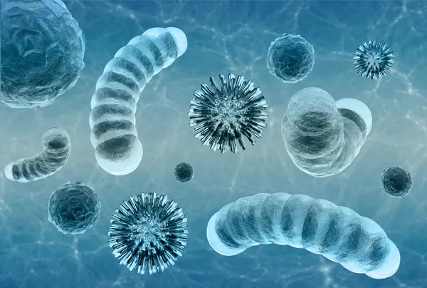 ウイルスおよび細菌の細胞の微視的見解 ストック画像