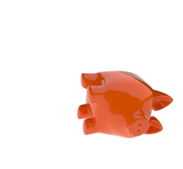 Oranje keramische piggy bank geïsoleerd op wit — Stockfoto