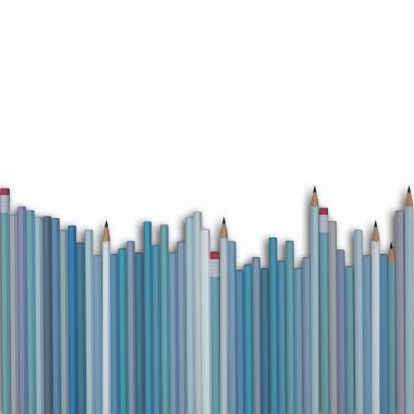 pastel kalemler mavi arka plan