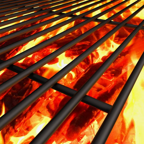 Barbecue grill background with fire — Stock Photo, Image