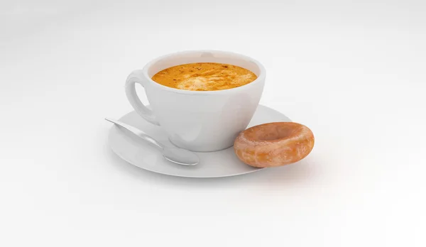 Кава і пончик на сніданок — стокове фото