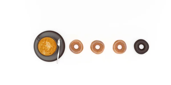 Coffee and donut for breakfast — Stock Photo, Image