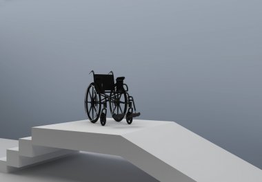 tekerlekli sandalye önünde merdiven veya erişim rampası