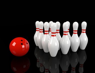 Skittles kırmızı bowling topu ile