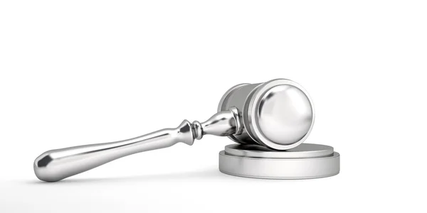 Silver judge's gavel — Stock Photo, Image