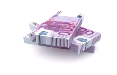 500 Euros money stack isolated on white background clipart