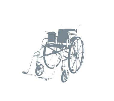 Beyaz arka plan üzerinde izole tekerlekli sandalye vektör
