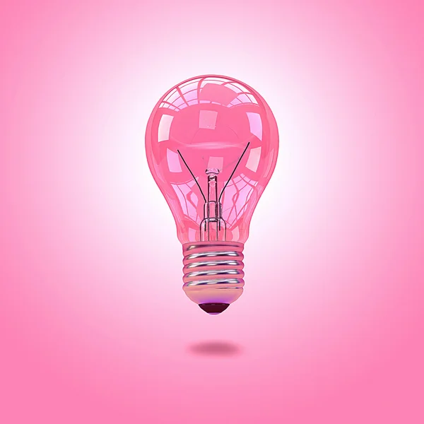 Lampadina su sfondo rosa — Foto Stock