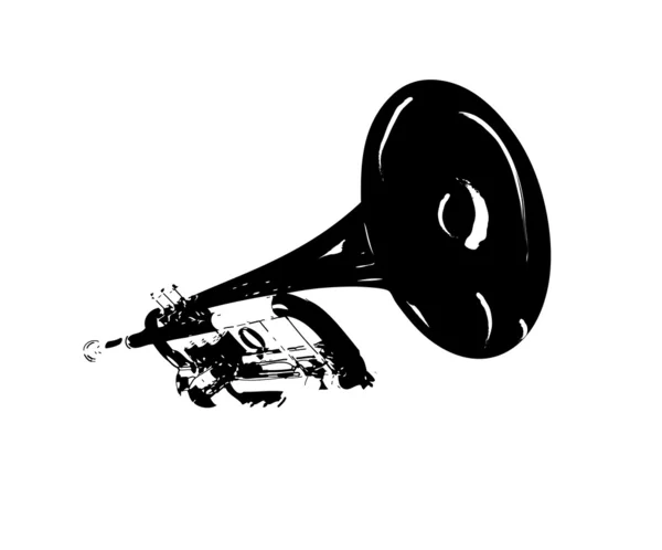 Black and white Trumpet Illustration — Stock Vector