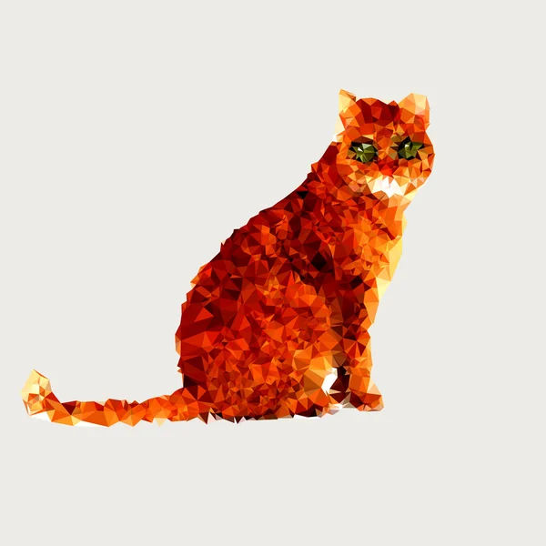 Ilustración triangular poligonal gato rojo — Vector de stock