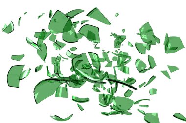 Yeşil cam kırıkları 3D render 