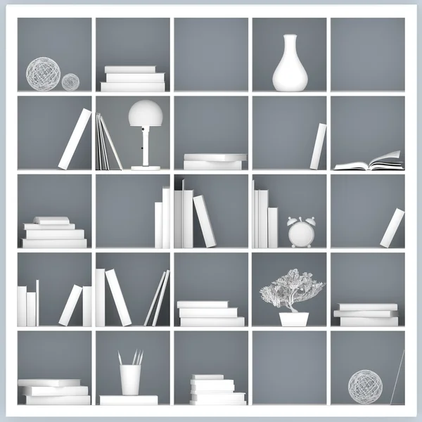 White bookshelves illustration — Stock Photo, Image