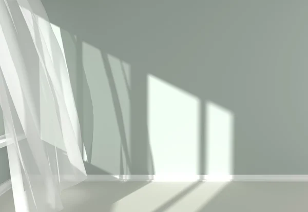 beyaz perde ve güneş ışığı ile modern oda iç