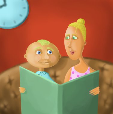 Anne oğluna kitap okur