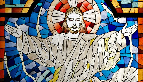 Ο Ιησούς Χριστός εκκλησιών Υαλογράφημα παράθυρο — Φωτογραφία Αρχείου