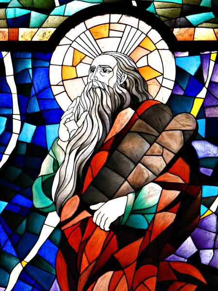 Glasmalerei Detail des Propheten Elija — Stockfoto