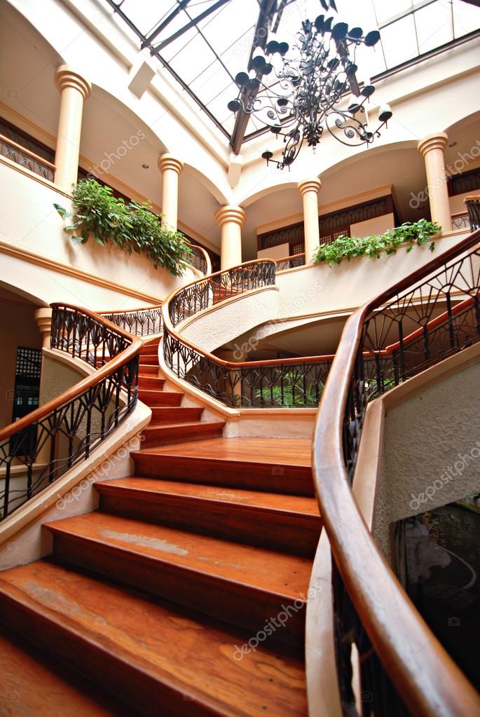 Grand Wooden Staircase in a Villa