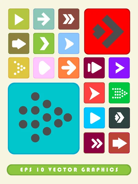 2D Multi Color Arrow Icon Set Background — Stock Vector