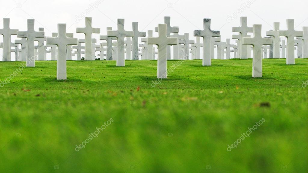 Marble Crosses on a Cemetery