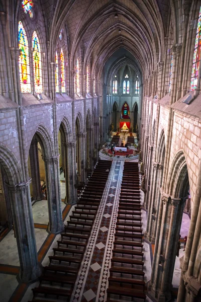 High view of the interior of the Basilica of Quito — Stock Photo, Image