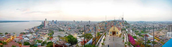 Panoramic Photo View Guayaquil Top Lighthouse Cerro Santa Ana Saint — Stok fotoğraf