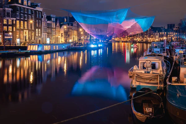 December 2021 Amsterdam Light Festival Nederland Stockfoto