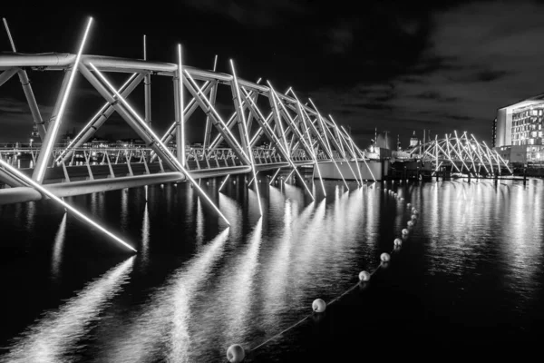 Декабрь 2021 Года Фестиваль Света Амстердаме Освещены Мосты Через Воду Стоковое Изображение