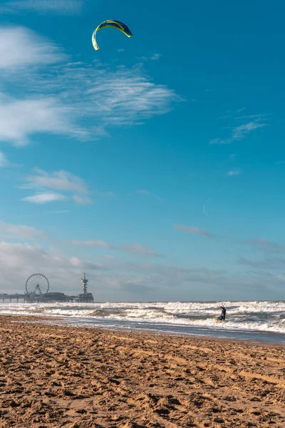 Leden 2022 Surfování Drakem Vodní Skyting Scheveningen Nizozemsko — Stock fotografie