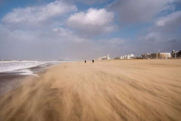 Storm Beach Scheveningen February 2022 Wind Storm Scheveningen Hague Netherlands Royalty Free Stock Photos