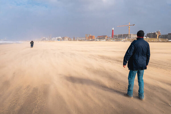 February 2022 Storm Beach Scheveningen February 2022 Wind Storm Scheveningen Stock Image