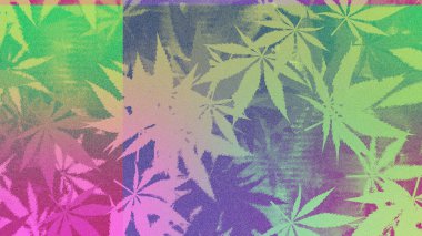 An abstract psychedelic cannabis leaf pattern background image.