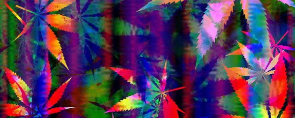 An abstract psychedelic cannabis leaf pattern background image.