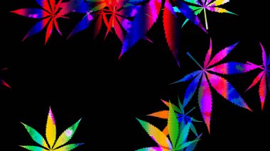 An abstract psychedelic cannabis leaf pattern background image.