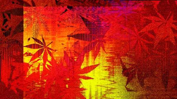 An abstract psychedelic cannabis leaf pattern background image.