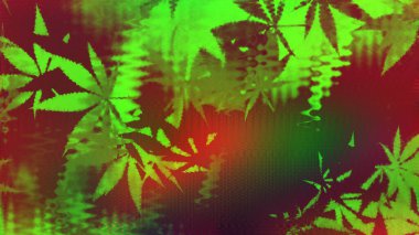 An abstract psychedelic cannabis leaf pattern background image.