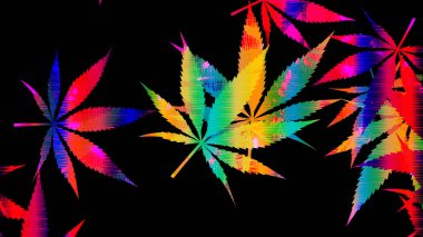An abstract psychedelic cannabis leaf pattern background image.