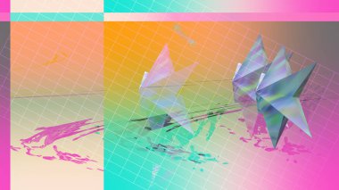 An abstract 3d shape neon background image.