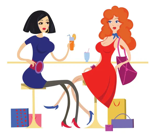 Kafede iki kız var.