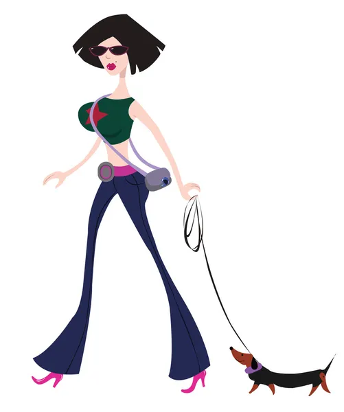 kızla köpek dachshund