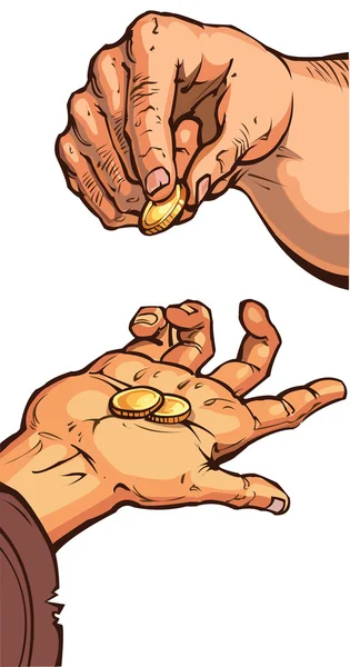 两只手与硬币 免版税图库矢量图片