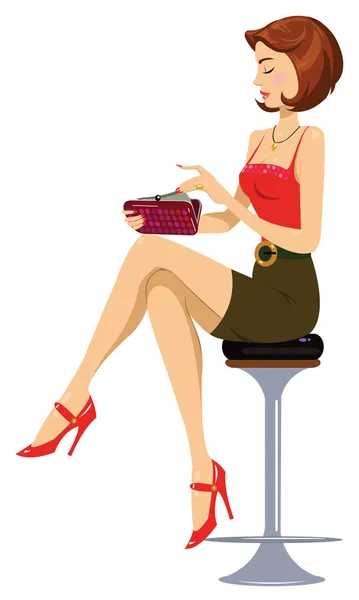 güzel bir kız ile bir çanta