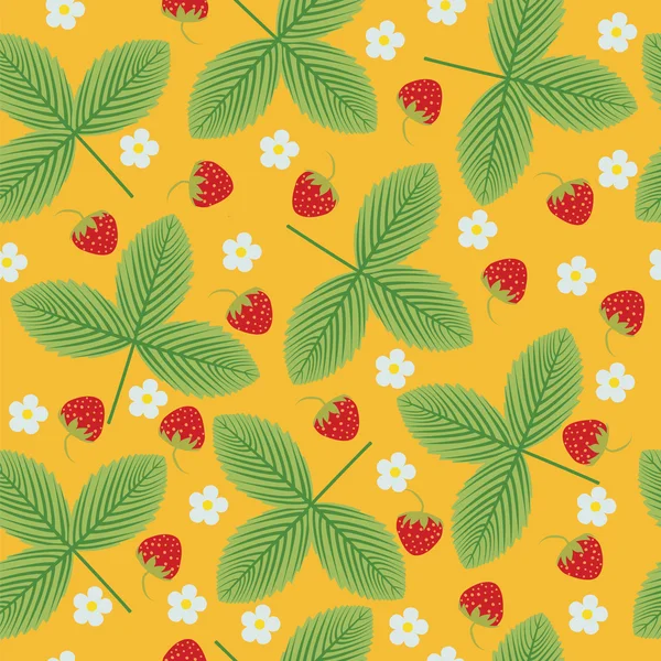 çilek vektör seamless modeli üzerinde sarı bir arka plan - resimler