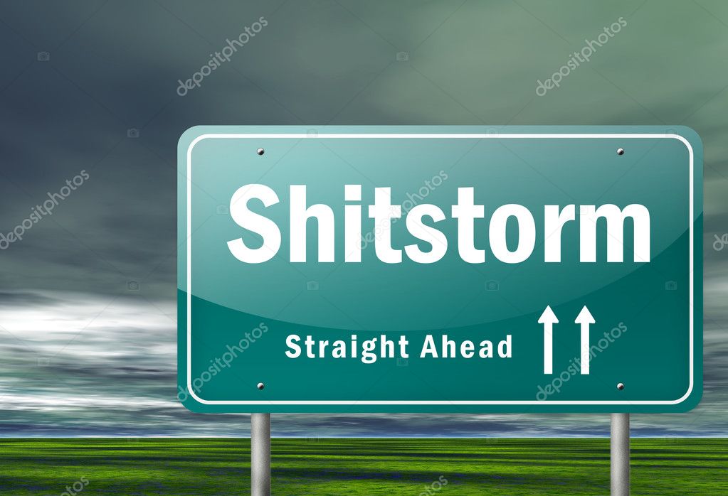 Highway Signpost with Shitstorm wording
