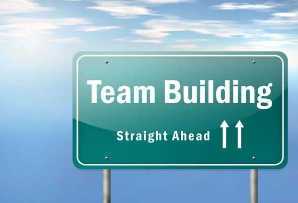 Highway Signpost "Team Building" — Stock Photo, Image