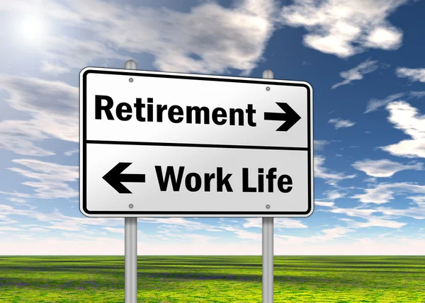 Traffic Sign "Retirement vs. Work Life" — Stock Photo, Image